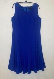 Ellen Tracy Royal Blue Swingy Fit Flare Midi Dress EUC Sz 14