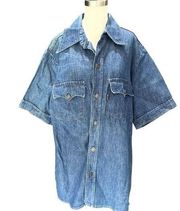 LEVIS Vintage orange tab ladies button front denim top 100% cotton Made in USA