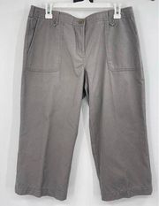 Sigrid Olsen Capri Pants Gray Womens Size 10 Soft 100% Cotton Neutral Comfort