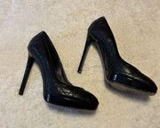 Christian Dior Black Leather Cannage And Patent Round Toe Pumps Size 36