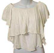 Mustard Seed white off the shoulder layered crop top