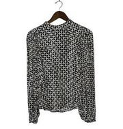 & Other Stories Size 4 Black and White Chain Print Puff Sleeve Blouse