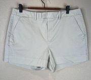 AYR Womens Chino Shorts Size 12 Light Gray 4" High Rise Flat Front Stretch Twill