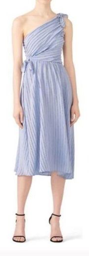 A.L.C Cabrera Dress Striped One Shoulder A-Line Size 10 Blue White Sleeveless