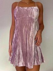 Small Purple Crushed Velvet Mini Party Dress