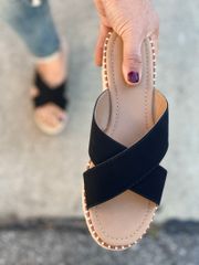 Black Slip On Espadrille Wedge