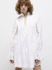 The Kooples Short White Dress with Broderie Angelaise