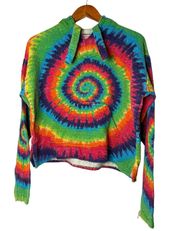 Earth Ragz Cropped Tie Dye Hoodie Sweater Size Small