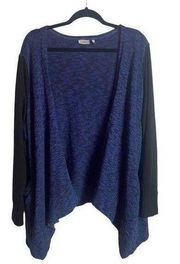 Logo By Lori Goldstein Size Large Cardigan Blue And Black Mixed Media Sweater