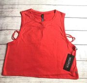 Wildfox Womens Orange Cropped Athletic Sporty Top Sz L