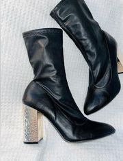 QUPID Chrome Heeled Boots NWOT sz 10