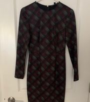 Midi Pencil Dress Plaid, Size 2