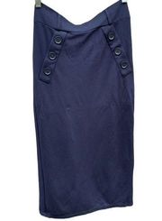 Carmen Marc Valvo size 4 midnight blue midi body hugging skirt*