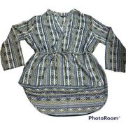 INDULGE chiffon lightweight tribal print blouse size 2x