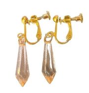 Golden Teardrop Capped Clear Crystal Gold Zinc Alloy Clip On Earrings