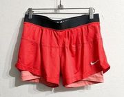 Nike  Mesh Gym Shorts Fold Down Womens Small Orange Gym Workout Active Athletic