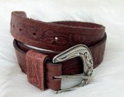 Vintage Brown Leather Made in USA Western Style Belt