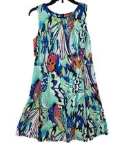 Abstract Watercolor Shift Tank Midi Dress Women’s Size Medium