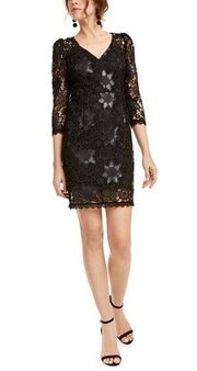 Nanette Lepore Black Floral Lace Dress 6 NWT