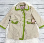 Juicy Couture Tan Green Trench Coat Jacket