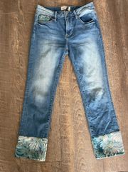 Floral 70s Cropped Jeans - Size 26