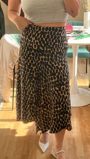 Silk Leopard Midi Skirt