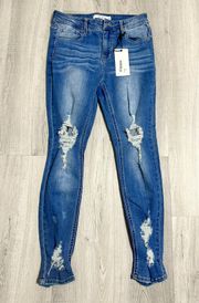 Blue Distressed Denim Jeans 