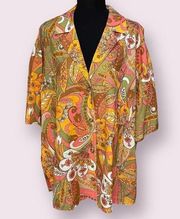 Giani Bini free spirit paisley Thea blouse oversized shirt Size L