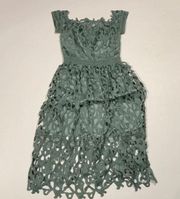 Bardot Allover Crochet Lace Overlay Midi Party Dress