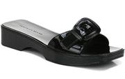 Veronica Beard Davina Black Jelly Patent Buckle Slides NEW! Sz. 6