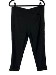 Vince Black Viscose Cuffed Hem Cropped Pants