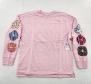 BP Womens Size Small Oversize Crewneck Sweatshirt In Pink Opal Flowers