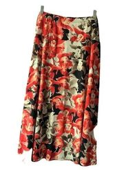 JM Collection women's size large floral maxi, orange, black and cream, nwt