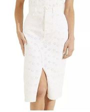 GUESS Denim Eyelet Skirt Pencil midi Size 27 White Emerson $128