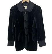 ELEVENSES ANTHROPOLOGIE Women's Velvet Jacket Black Oversized Buttons Size 6