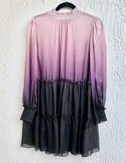 Cami NYC Brigita Ombre Long Sleeve Tiered Ruffle Mini Dress Berry Women's S / P