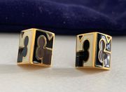 Enamel Half-Cube Stud Earring