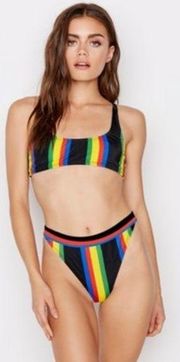 RIS-K Island Stripes Allure Bikini Top S + Horizon Bikini Bottom XS Swimwear