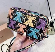 Authentic MIU MIU Pastel Madras Cat Petalo Crossbody Double Zip Bag.