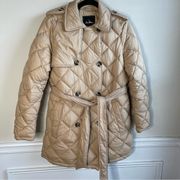 Sam Edelman tan quilted puffer double breasted trench jacket size medium