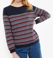 Barbour Sweatshirt Ladies Bradley Stripe Overlayer in Navy Blue Sz US 14 NWT