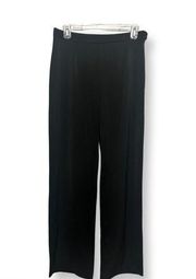 Lulus Womens Satin Straight Leg Pants Black Side Zip Dressy M New