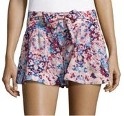 Parker Floral Boho Print Pleated Tie High Waisted Shorts Sz S