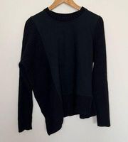 Athleta Bayridge Asymmetrical Sweater Black Chunky Knit  Women's Size XS