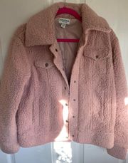 . Pink Sherpa Snap Jacket