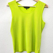 Ming Wang Women's Scoop Tank Top Chartreuse Green Size S