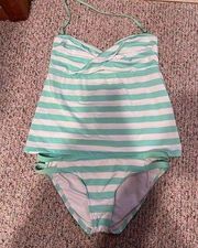 Swimsuit Mossimo 2pc green/white strip