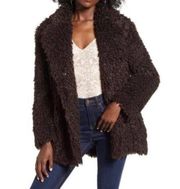 Mural Curly Faux Shearling Brown Teddy Jacket