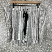 Lane Bryant Black & White Striped Linen Blend Shorts - Size 16 - Elastic Waist