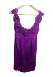 Single Dress Women's Purple Silk Lined Mini Dress Size XS Y2K Bow Detail